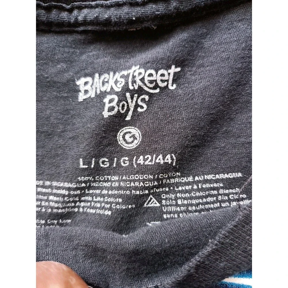 Backstreet Boys T-Shirt Women's LARGE/XL Black Graphic Print Side Slits